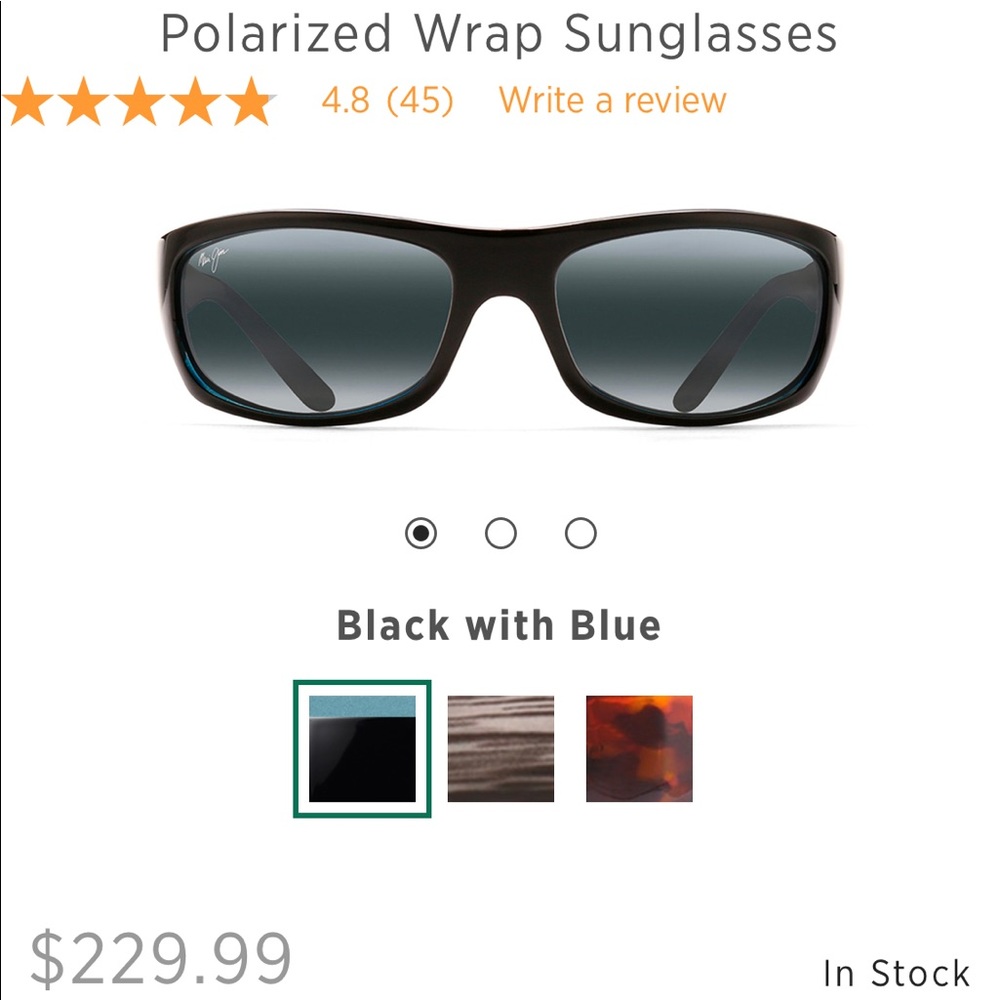 MAUI JIM POLARIZED SURFRIDER WRAP SUNGLASSES BLACK
